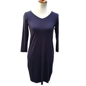 Eileen Fisher V-neck shift dress midnight blue size PP Viscose Jersey NWT